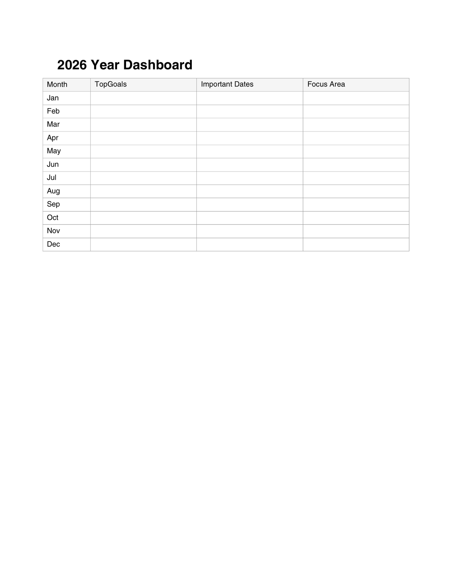 A Yearly Planner